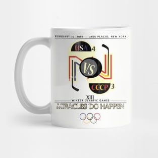 Miracles Do Happen Retro Hockey Tee Shirt Mug